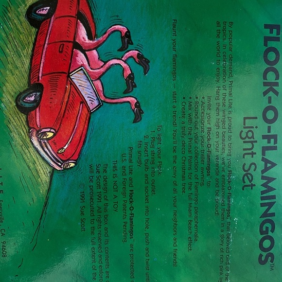 1991 Sue Scott Vintage Flock O Flamingos String Lights TWO SETS - Picture 6 of 9